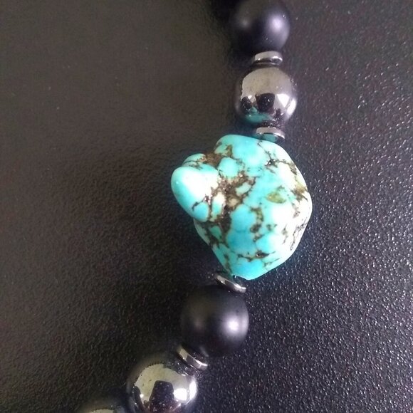 Sexy & Sleek! Men's Hematite + Black Stone Bracelet - Father's Day Gift for Him! - Picture 3 of 14